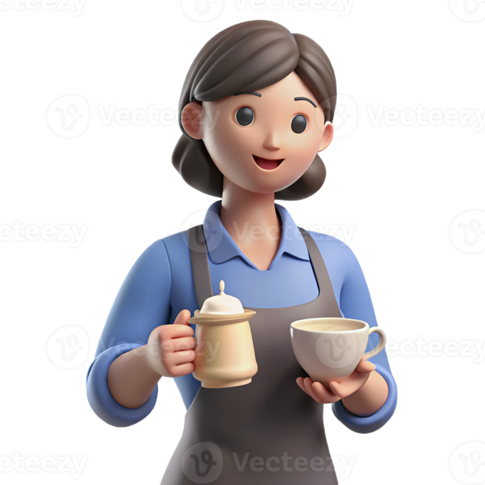 3D Icon of a Woman Drinking Tea Relaxing png