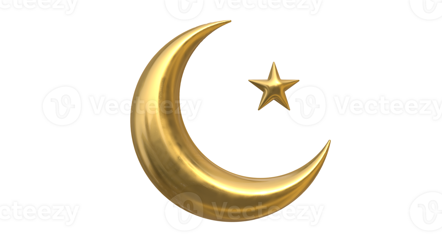 Golden Crescent Moon with Star - 8K Resolution, Ramadan Concept png