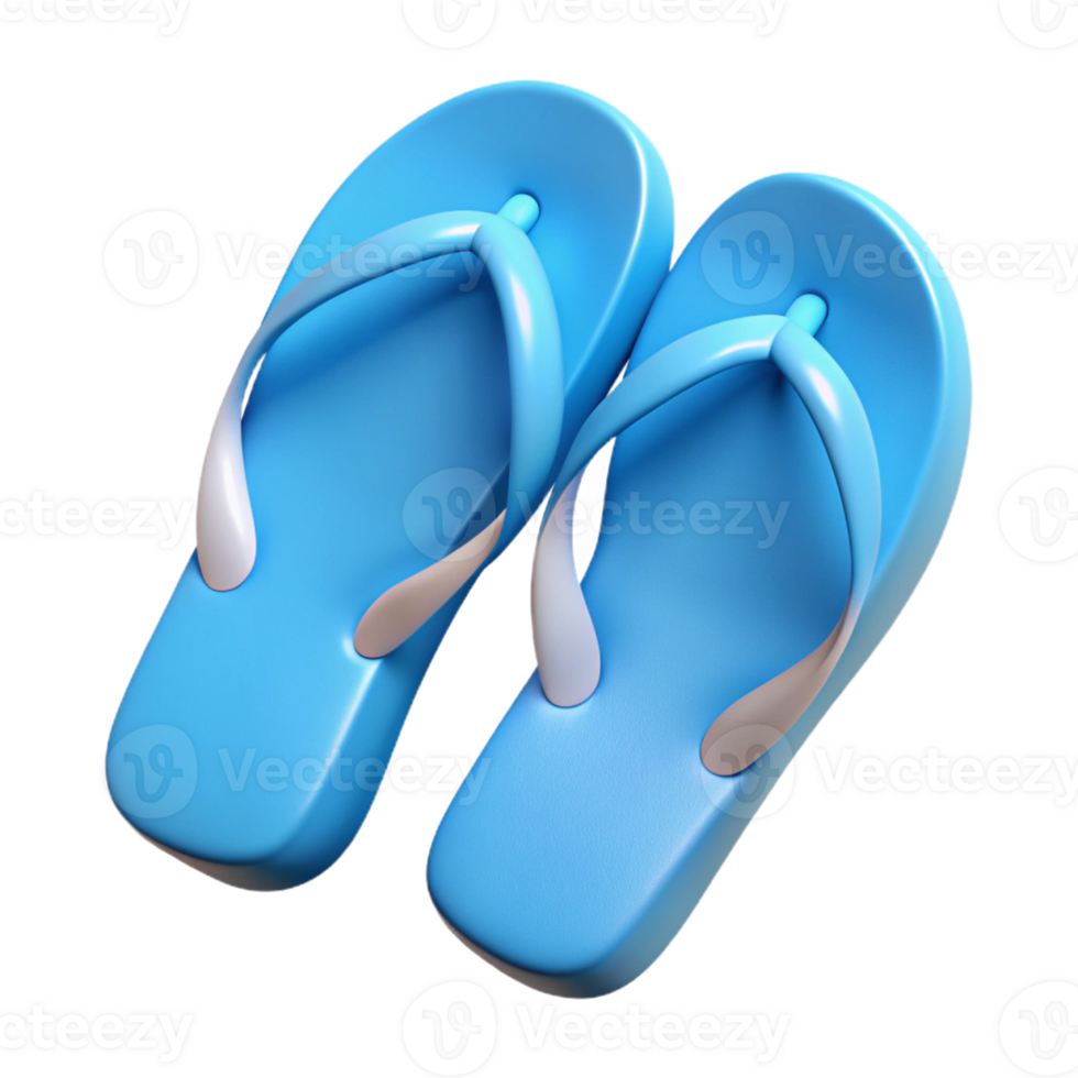 3D Icon of Light Blue Flip-Flops for Summer Wear png