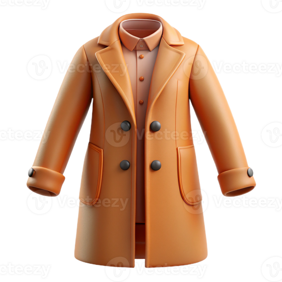 3D Icon of a Light Brown Long Coat for Winter png