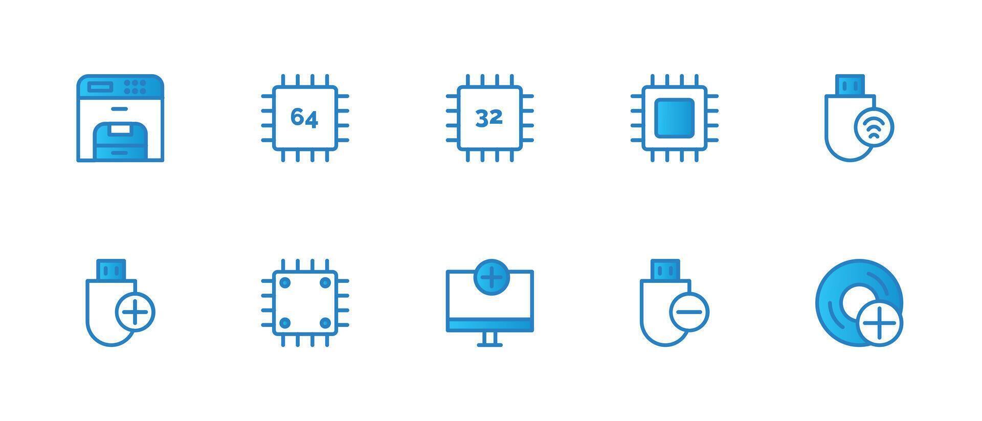 Blue AI icon set vector
