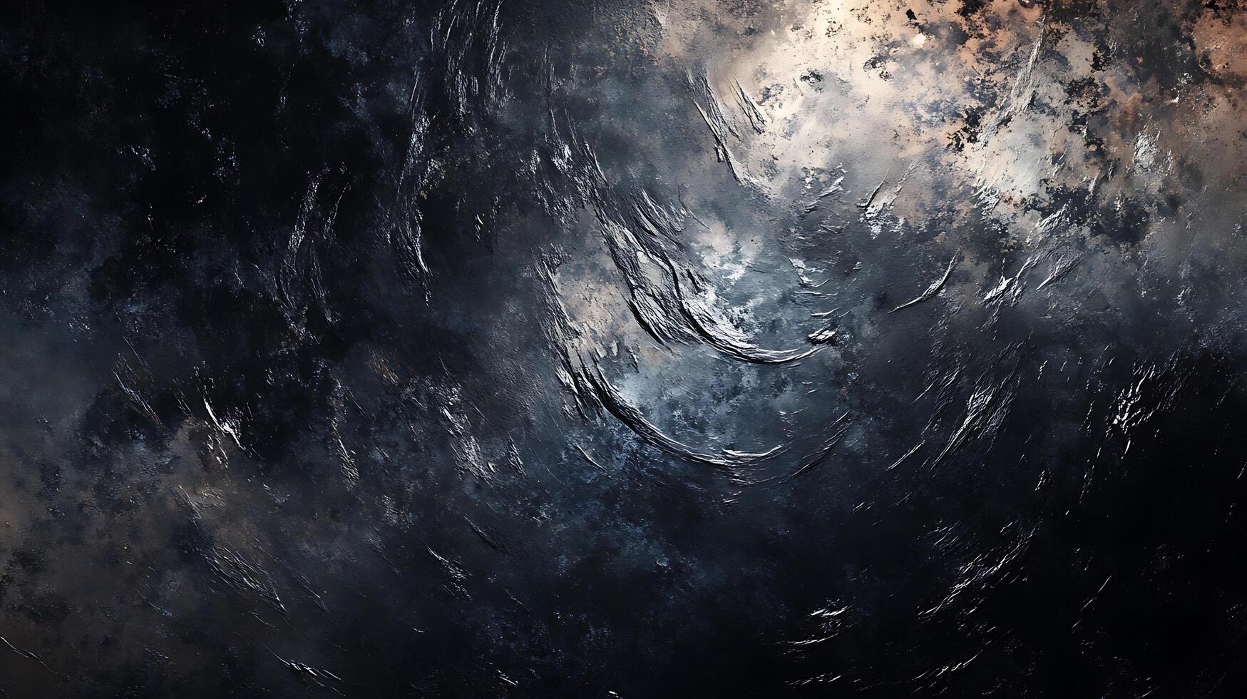 Abstract waves cascade with depth, dark hues merging into lighter tones, creating a sense of oceanic mystery and artistic expression. photo