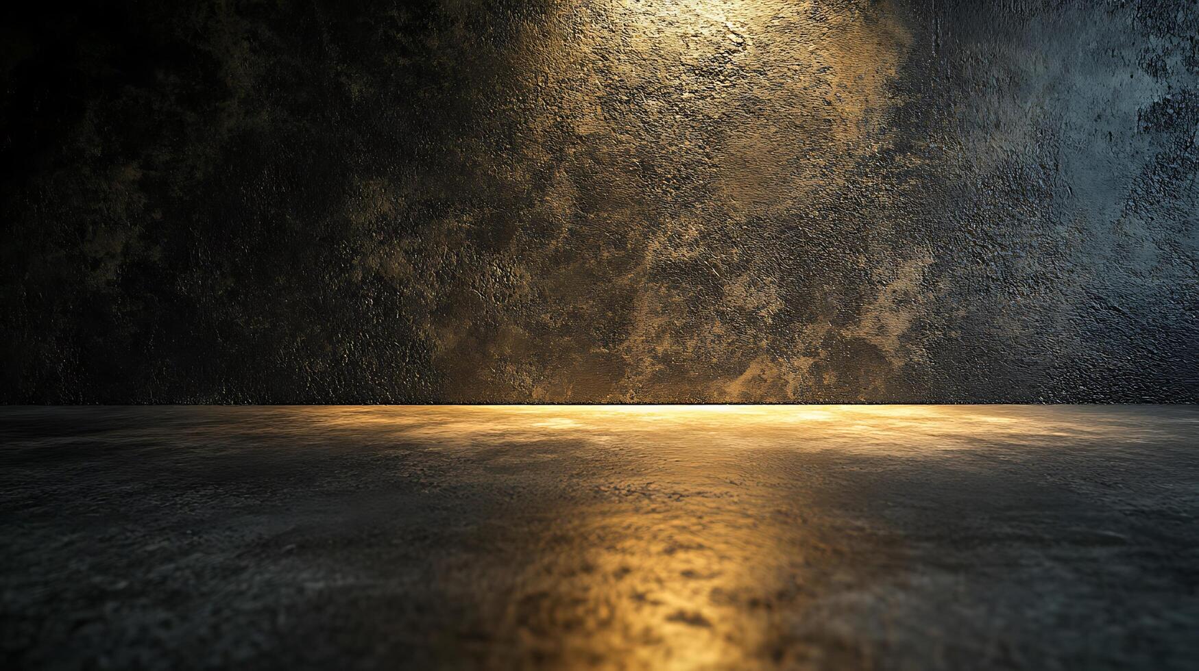 Textured wall and floor illuminated by a warm light, casting shadows and enhancing the rough surfaces. Creates a dramatic and gritty backdrop. photo
