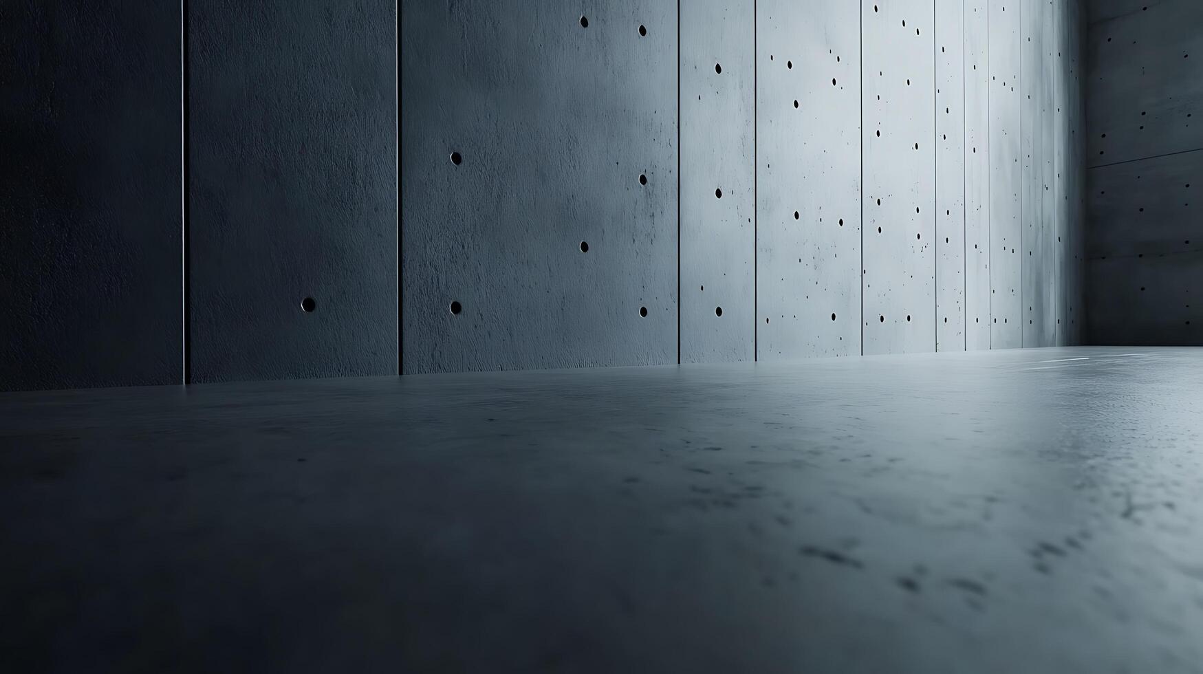 Abstract concrete wall with a smooth floor in the foreground. Modern, minimalist, architecture, construction background. Cool, edgy interior. photo