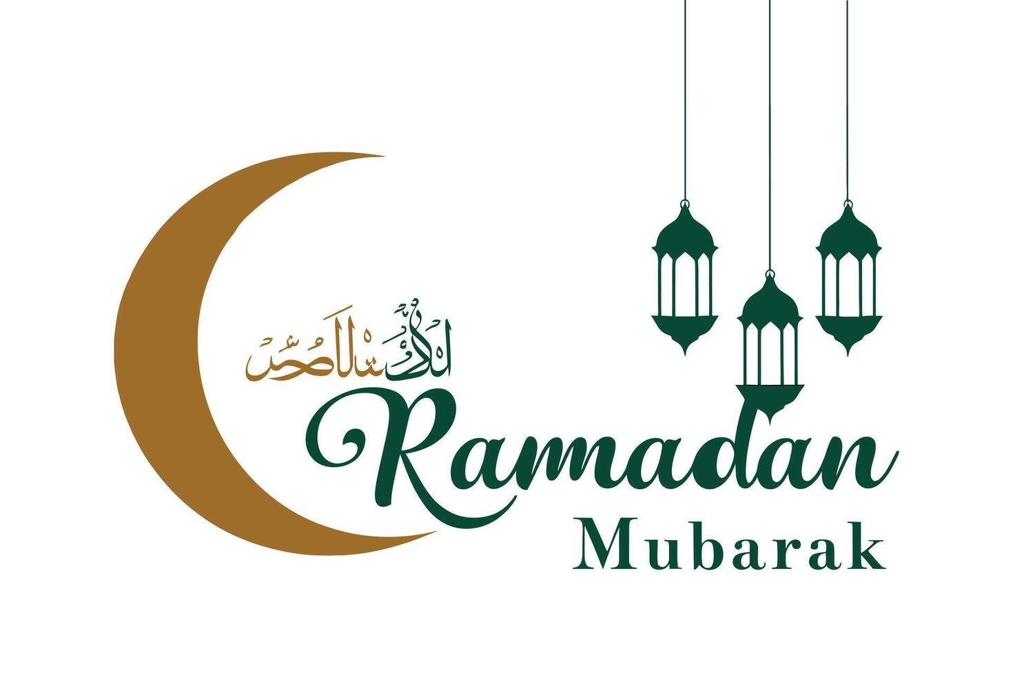 Ramadan Mubarak Greeting Card with Elegant Islamic Patterns Crescent Moon vector
