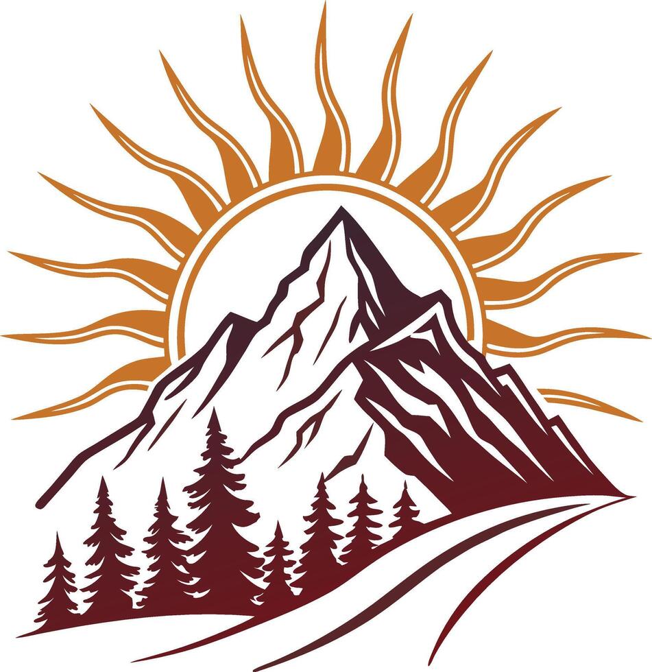 Mountain and sun view Logo vector