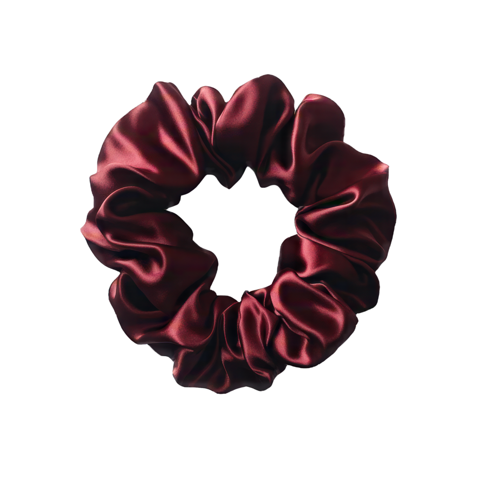 Burgundy color silk scrunchie png