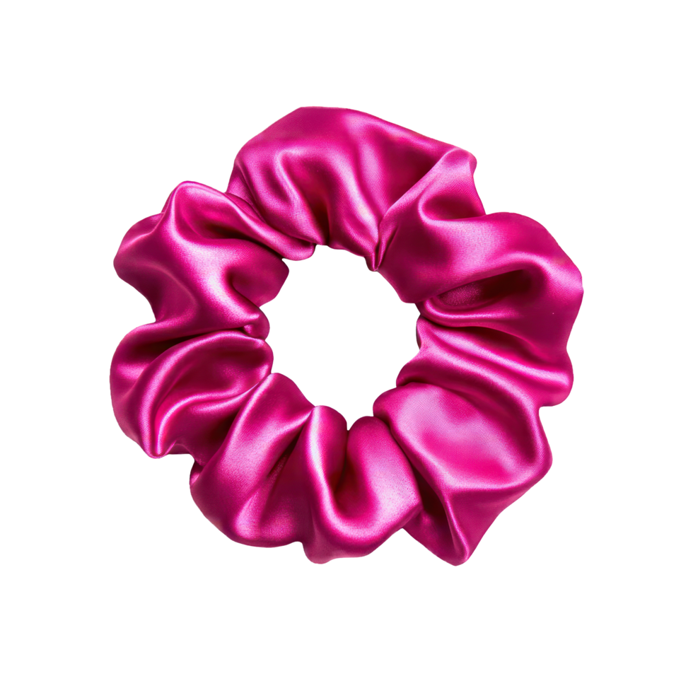Hot pink silk scrunchie png