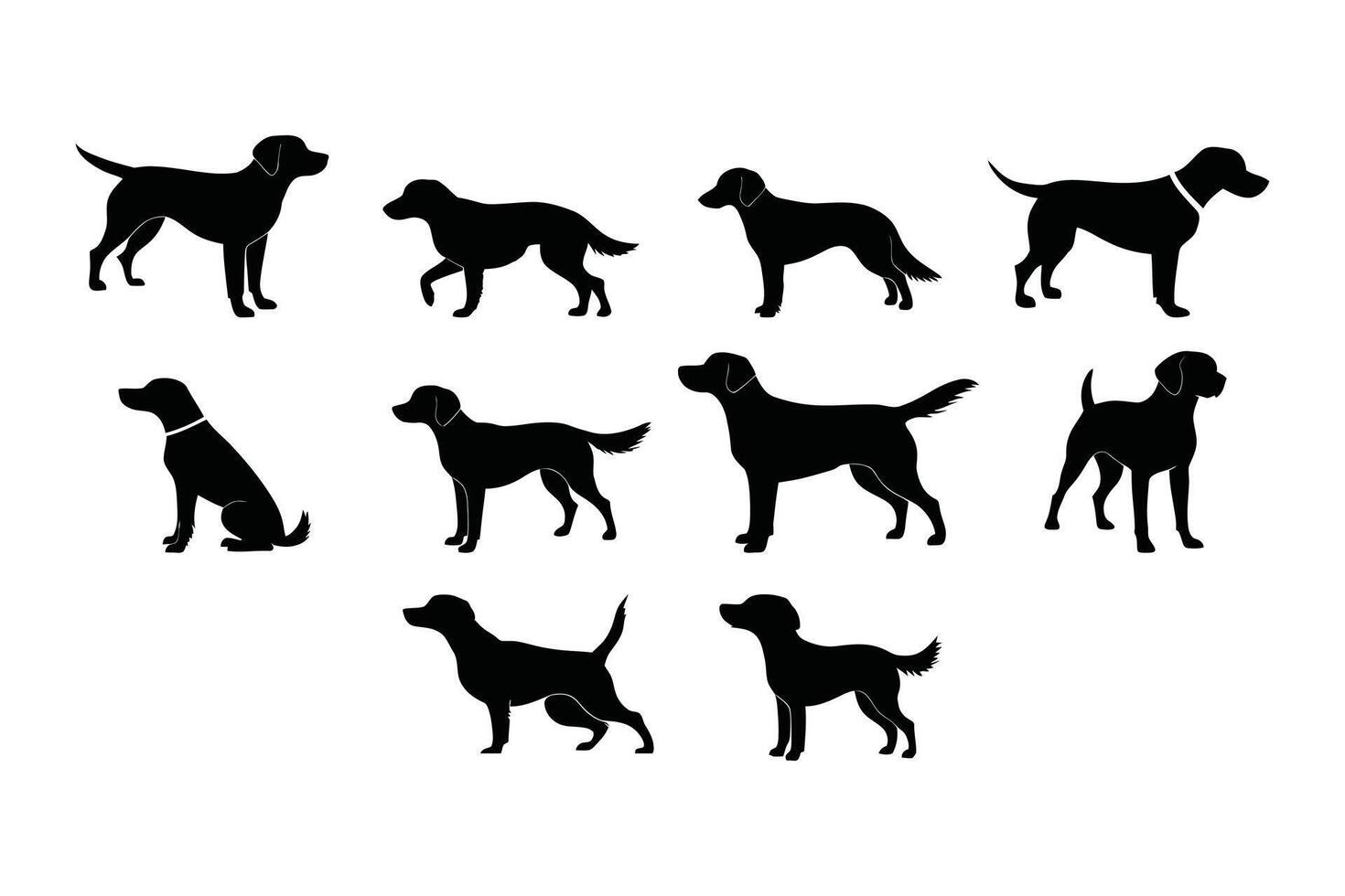 Dog Silhouette Collection Various Breeds and Poses for Pet Lovers vector