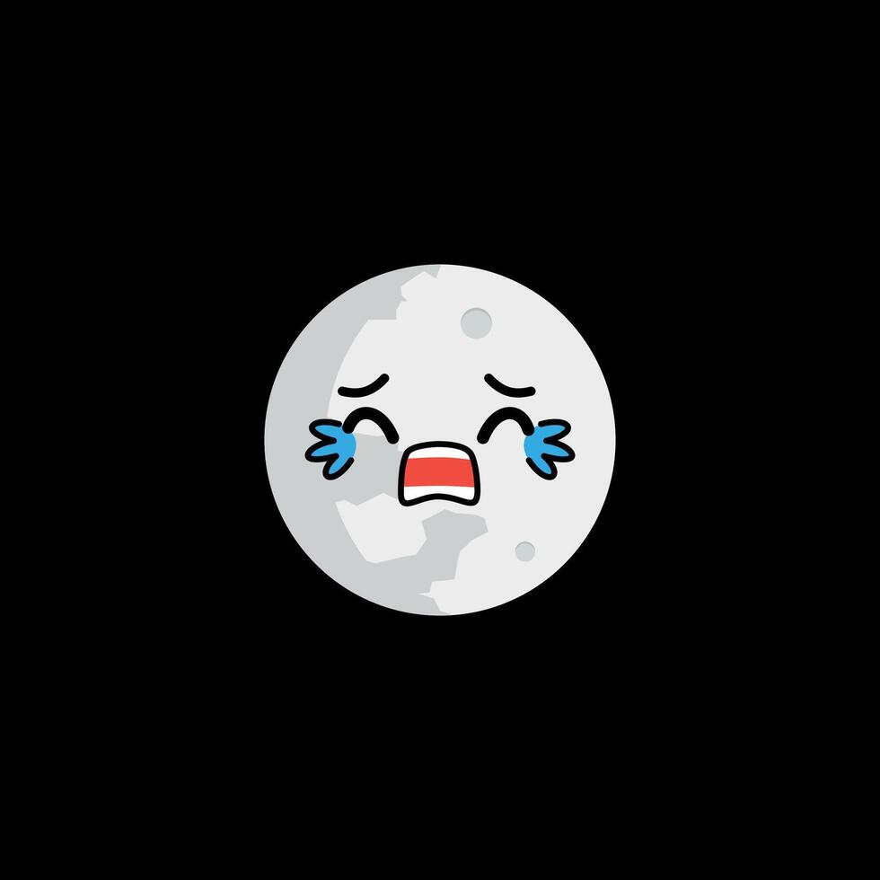 Full moon teary face clipart vector