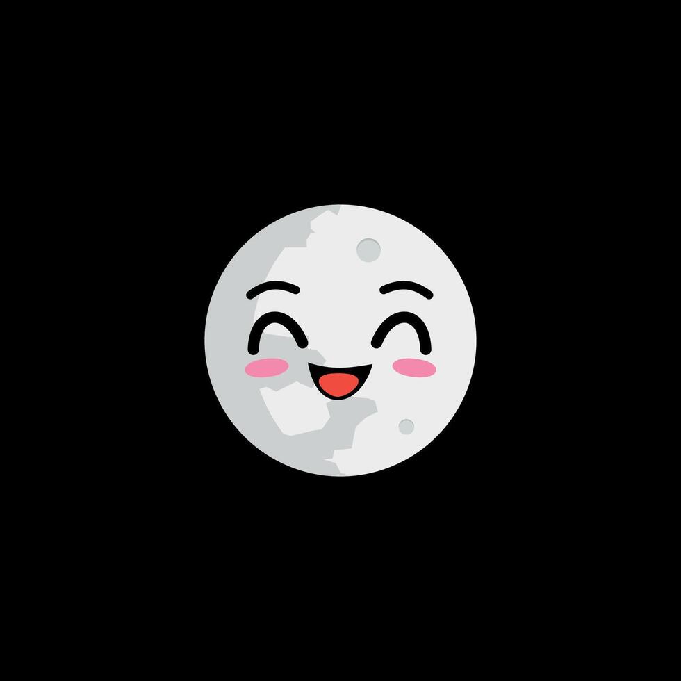 Full moon curved eyes Happy face clipart vector