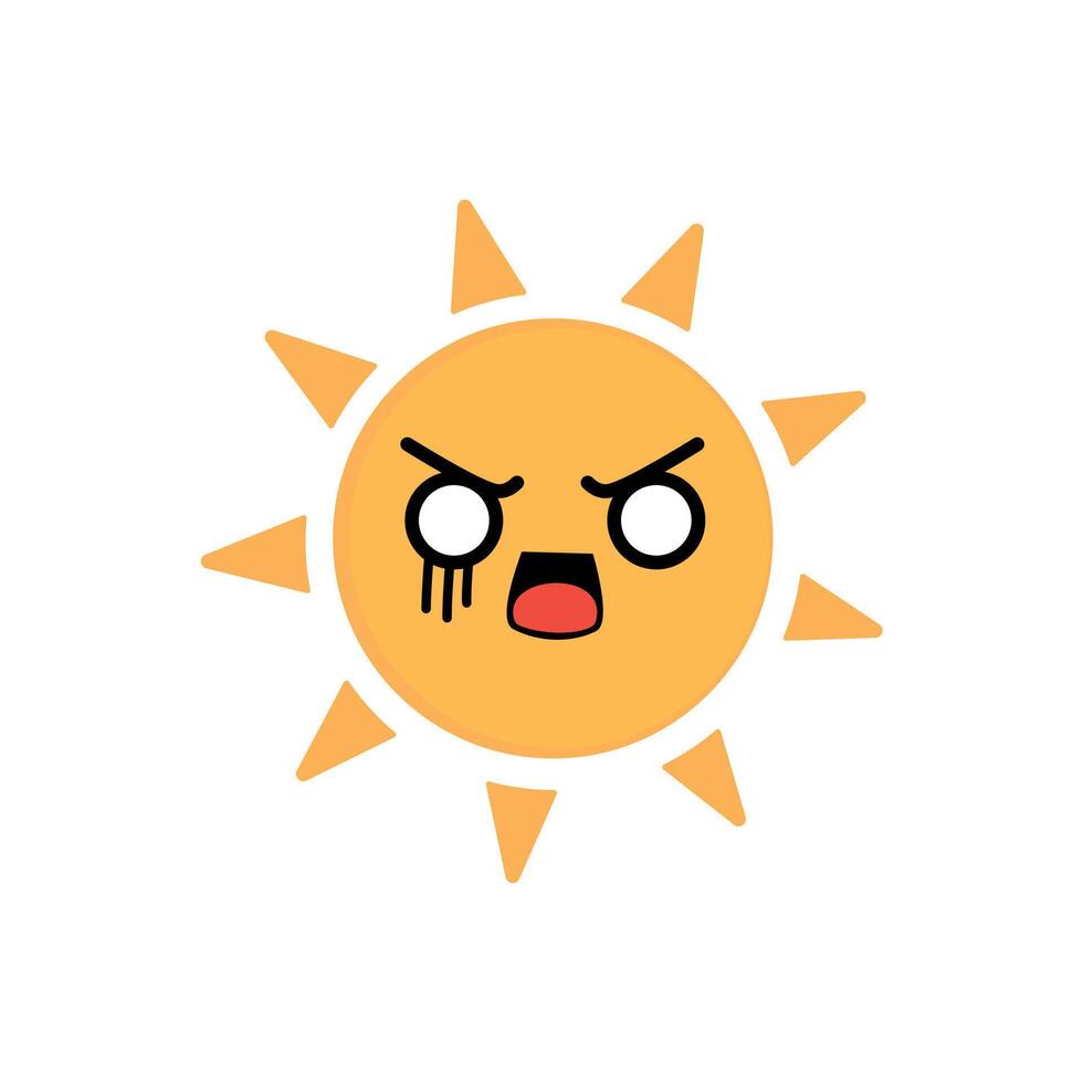 sun Angry frustrated face clip art vector