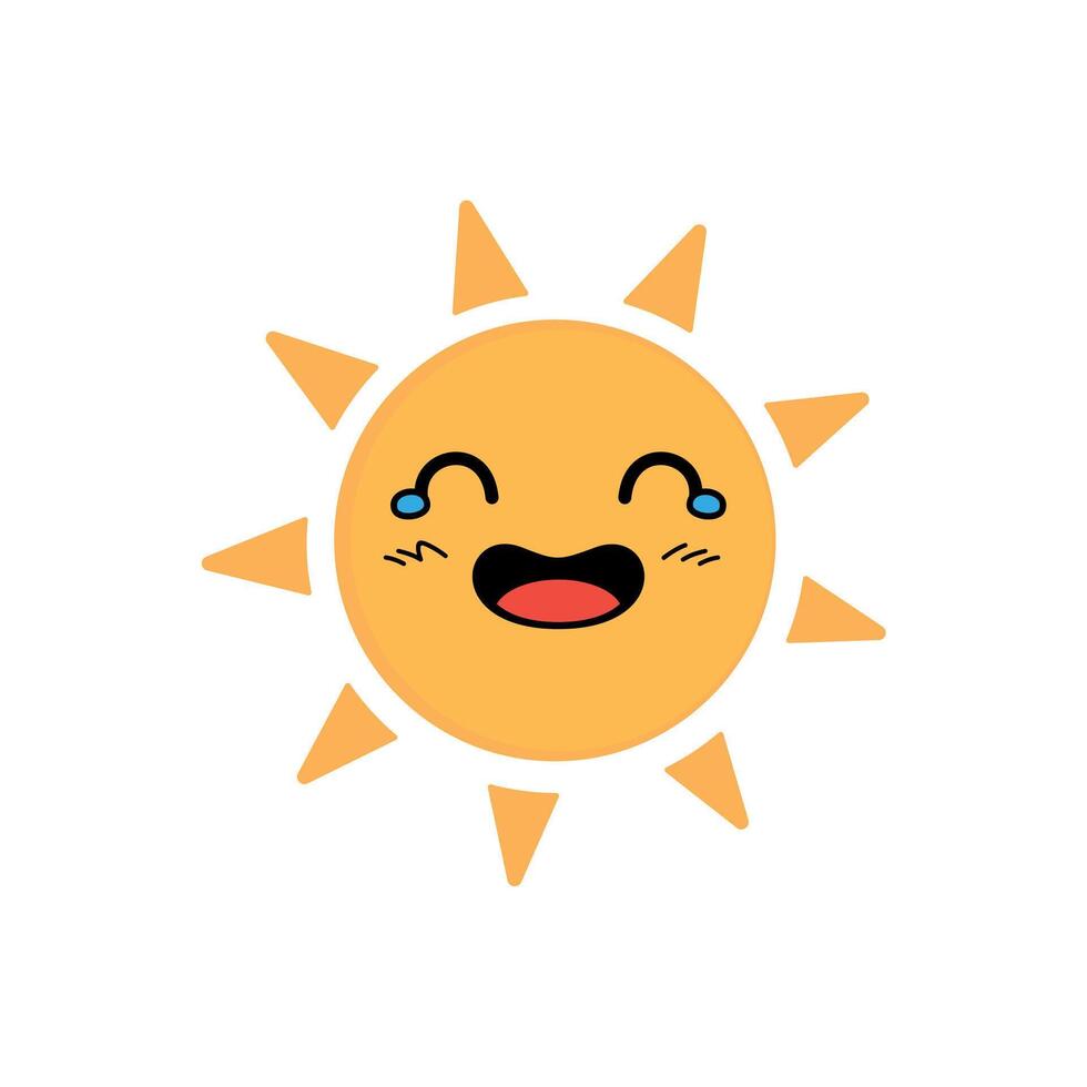 sun laughing face with tears clip art vector
