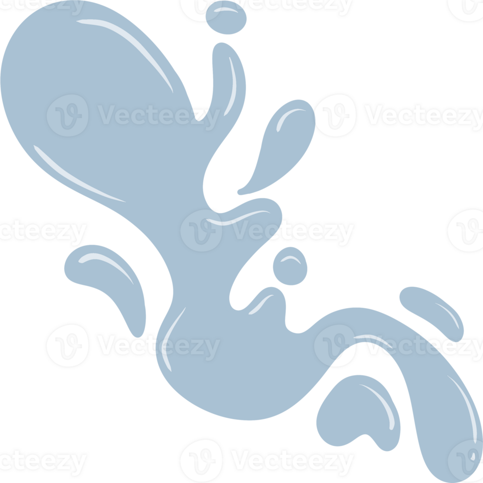Stylish light blue liquid or paint splash with rounded shapes and slight shadows on a transparent background. png