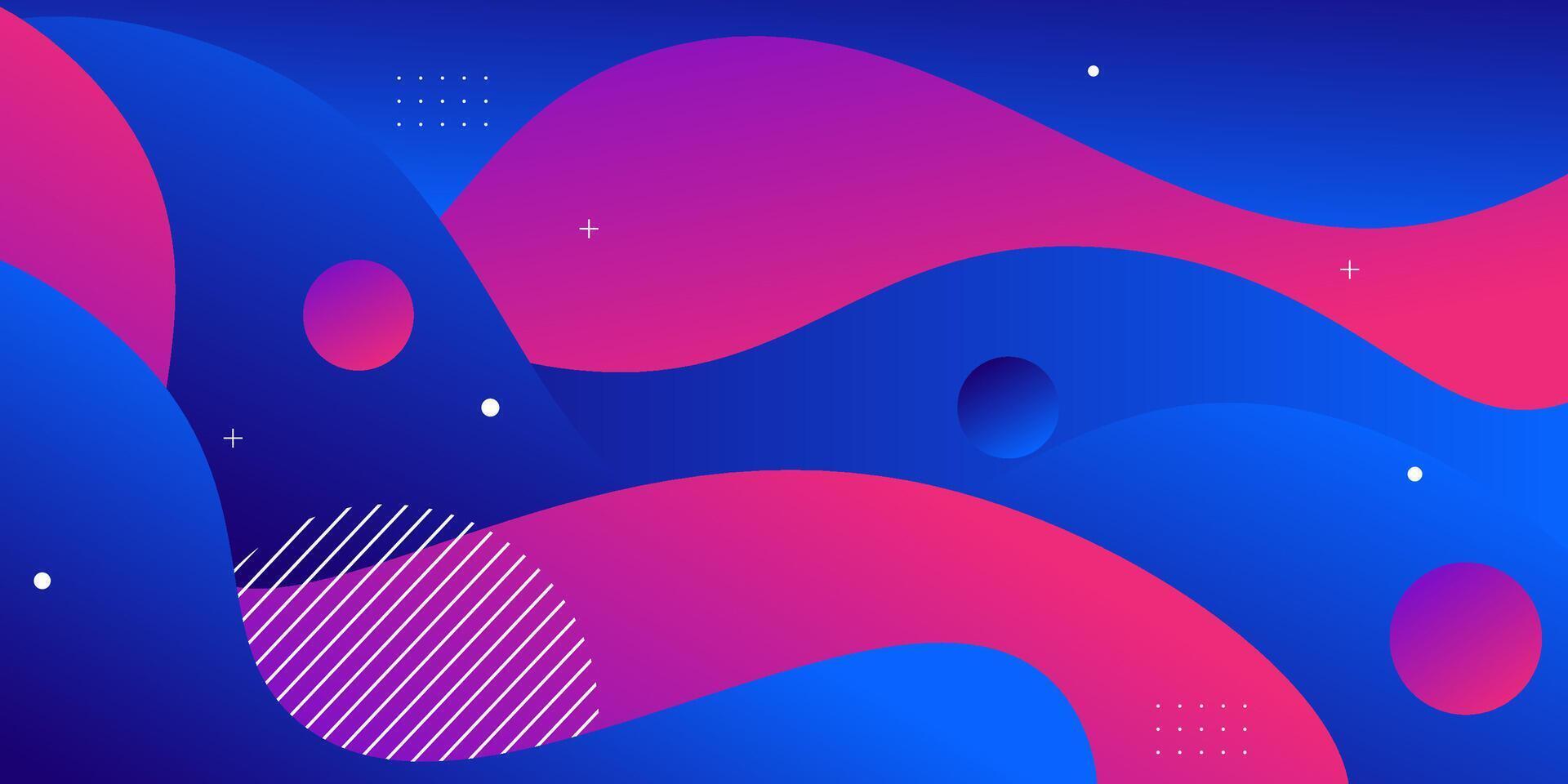 Colorful pink and blue gradient geometric business banner design. Creative banner design with wave and circle shape as template. Eps10 vector