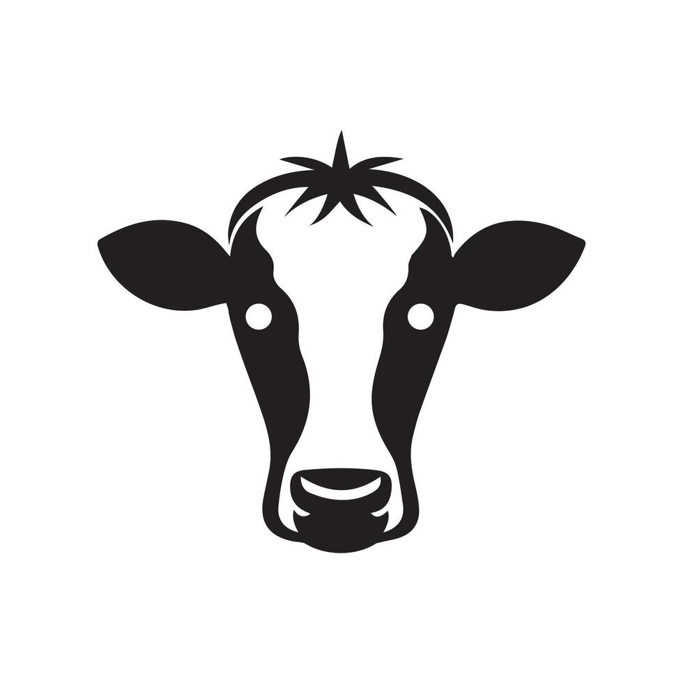 Simple Black and White Cow Head Logo, illustration vector