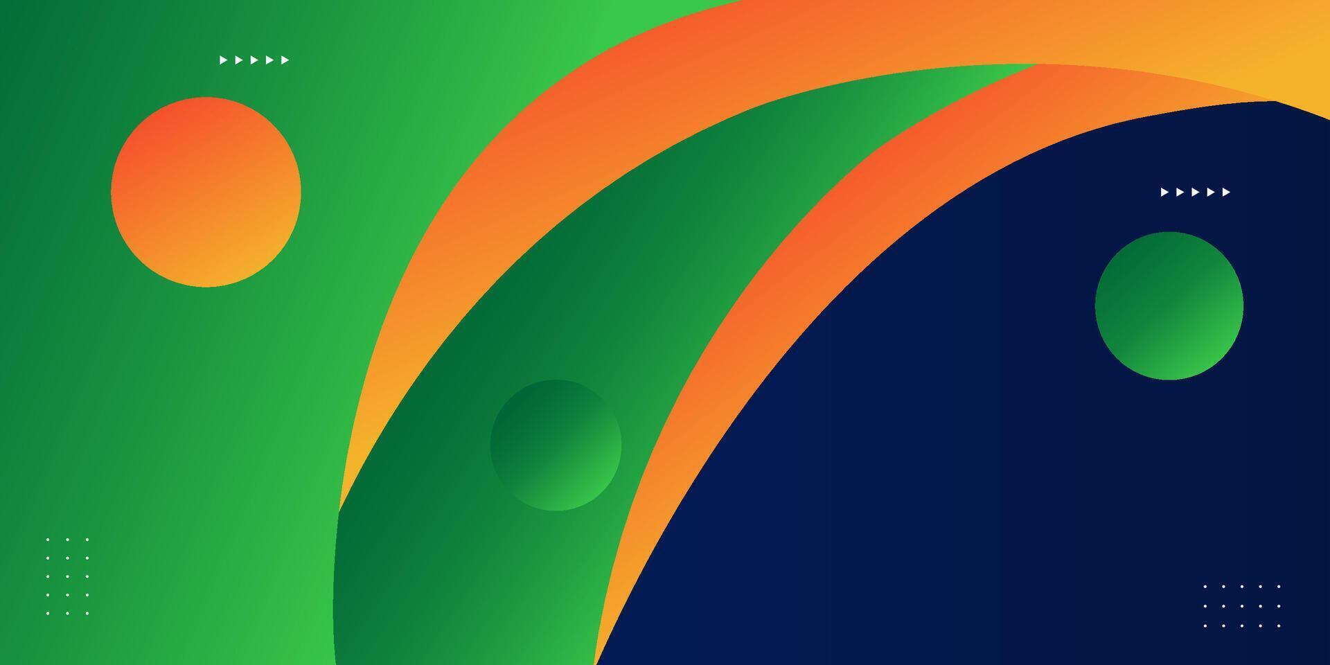 Modern bright green orange geometric business banner design. Creative banner design with wave and circle shape as template. Simple horizontal banner. Eps10 vector