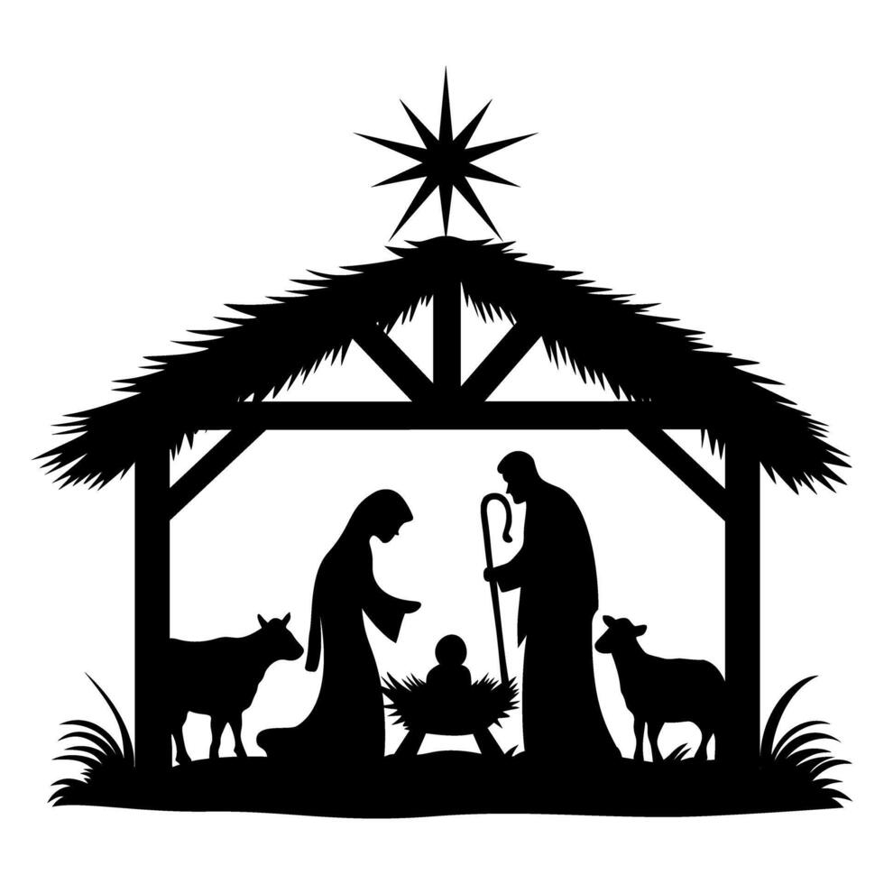 Feliz natal silhouette illustration by hand drawn vector