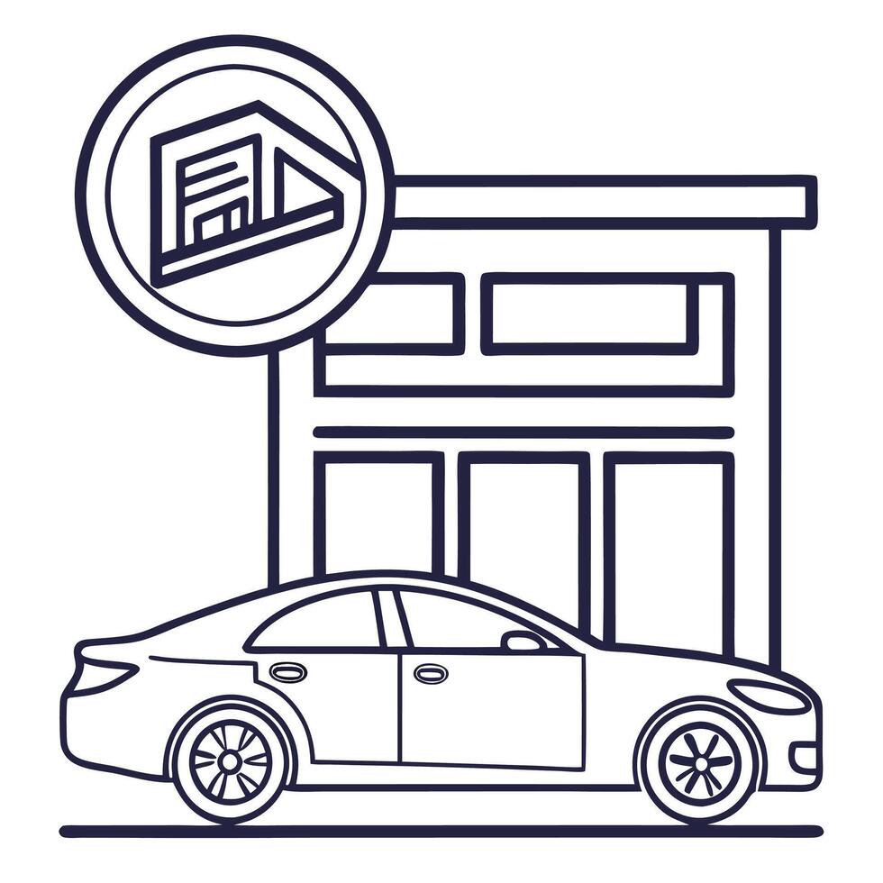 Auto Industry and Dealership Flat Line Icons vector
