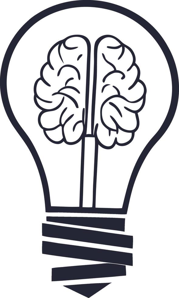 brain encased within a lightbulb vector