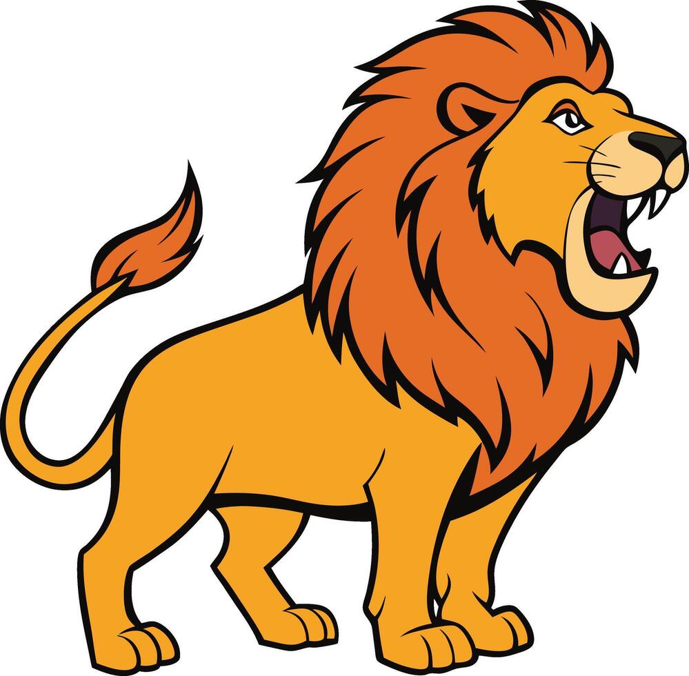 roaring lion side view vector