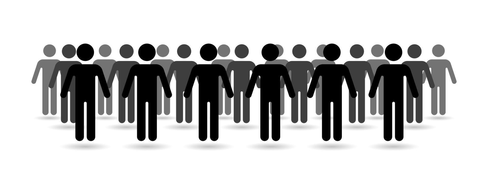 Crowd of people black silhouette. Group of people icon. People icon set in trendy flat style. vector