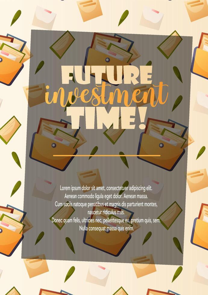 flyer with folders and investment message vector