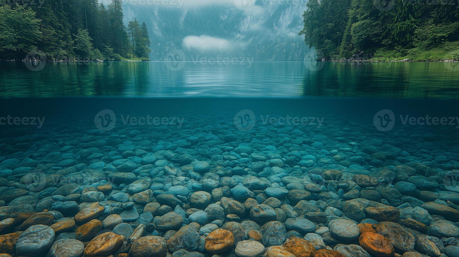 A lake with rocks and water photo