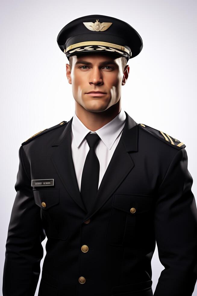A man in a pilot uniform posing for a photo