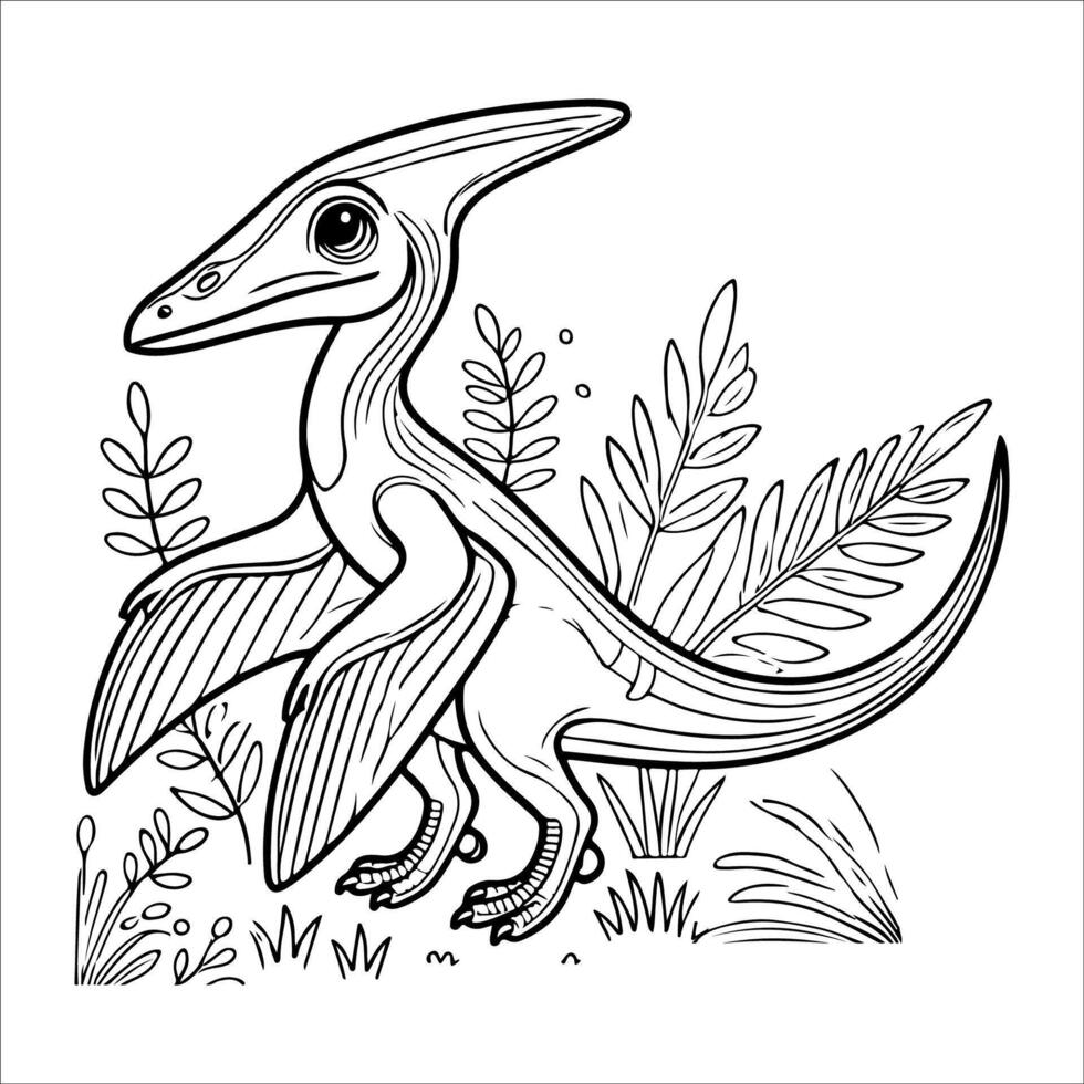 Dinosaur coloring book for adults. outline illustration of a dinosaur. vector