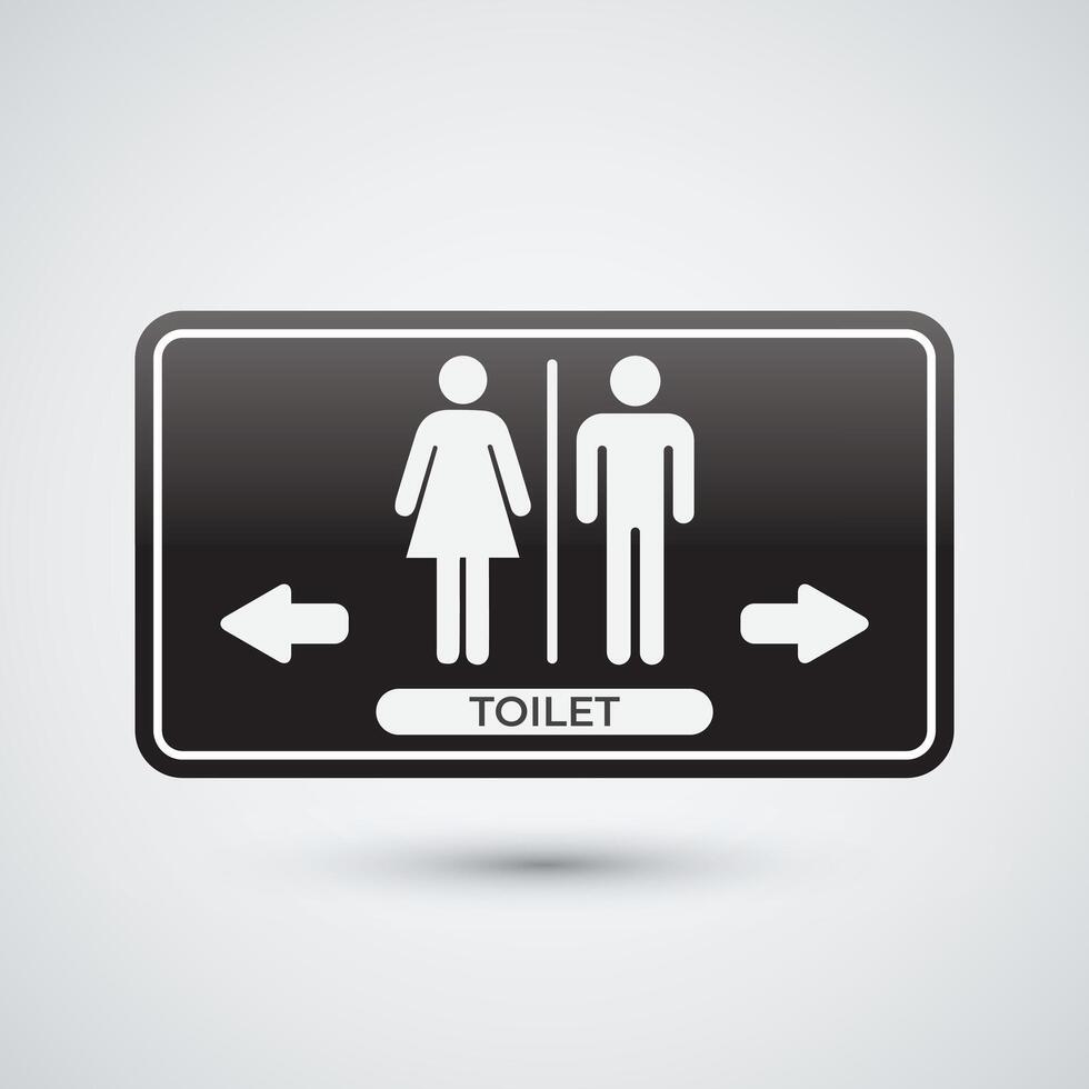 toilet sign with white background equipped with right and left arrows vector