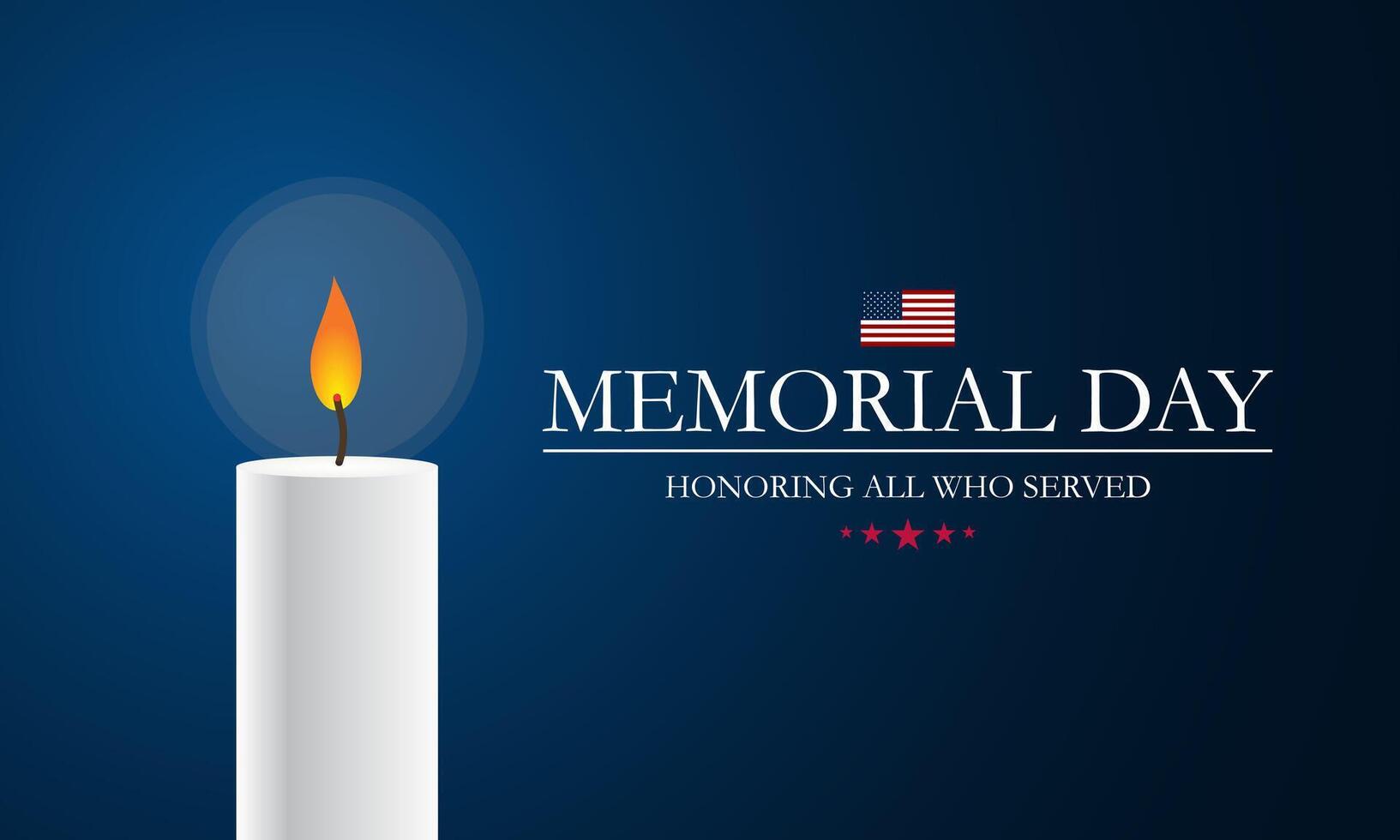 Memorial day background design with White Candle and Honoring all who served text vector