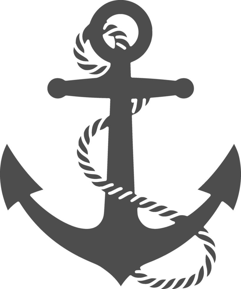 Classic Anchor with Rope Nautical Design vector