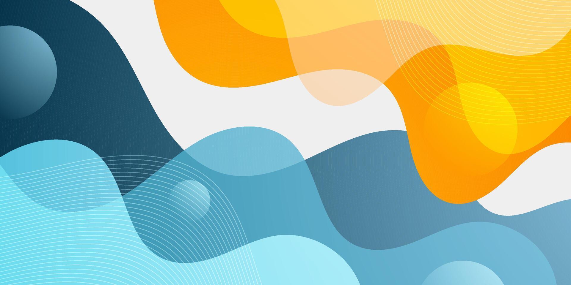 Abstract colorful blue and orange 3D wave background. Bright color fluid pattern. vector