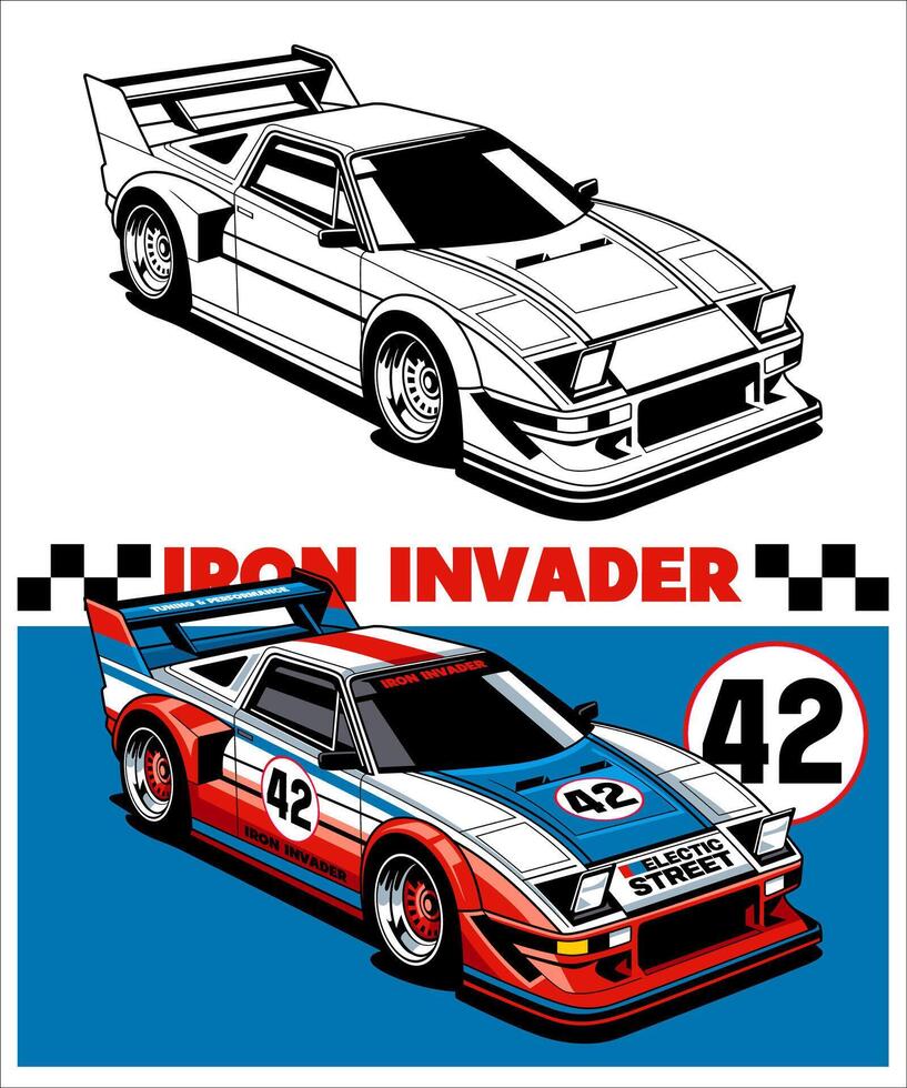 Iron Invader Racing Car Design vector
