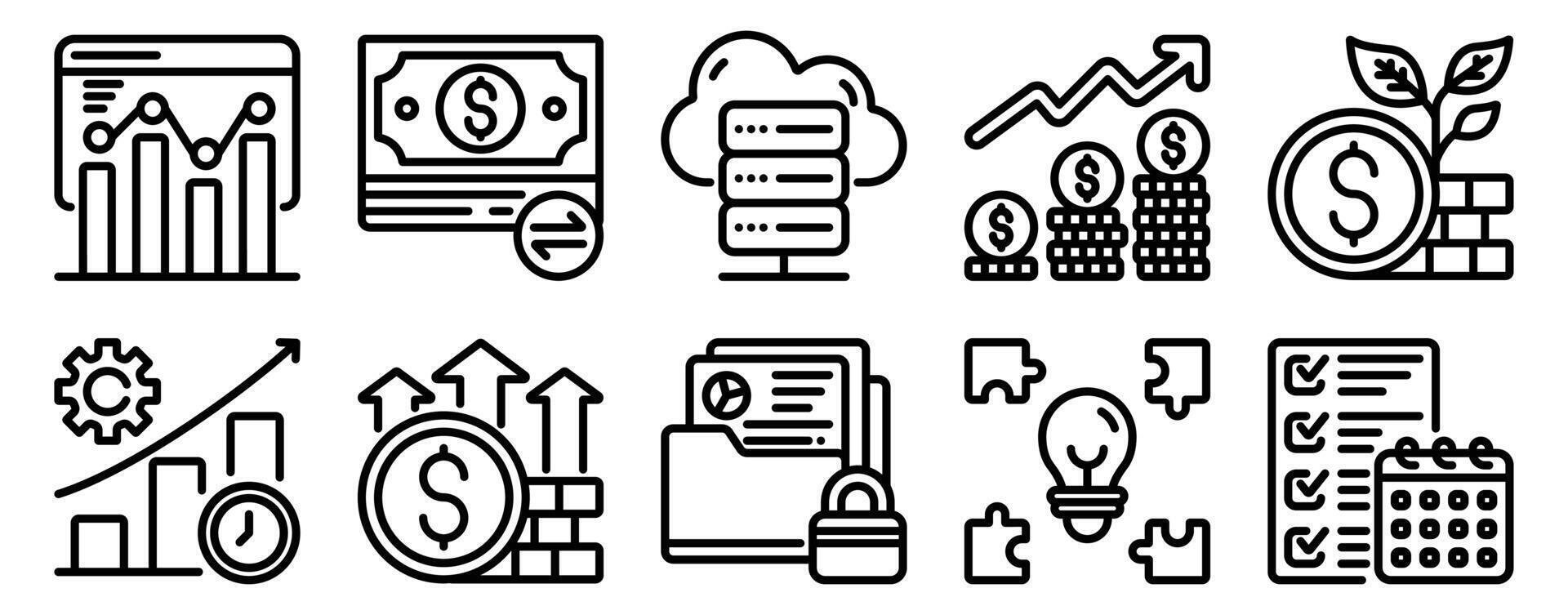 Business Analytics Icon Set Insightful Solid Style Collection for Data and Strategy. vector