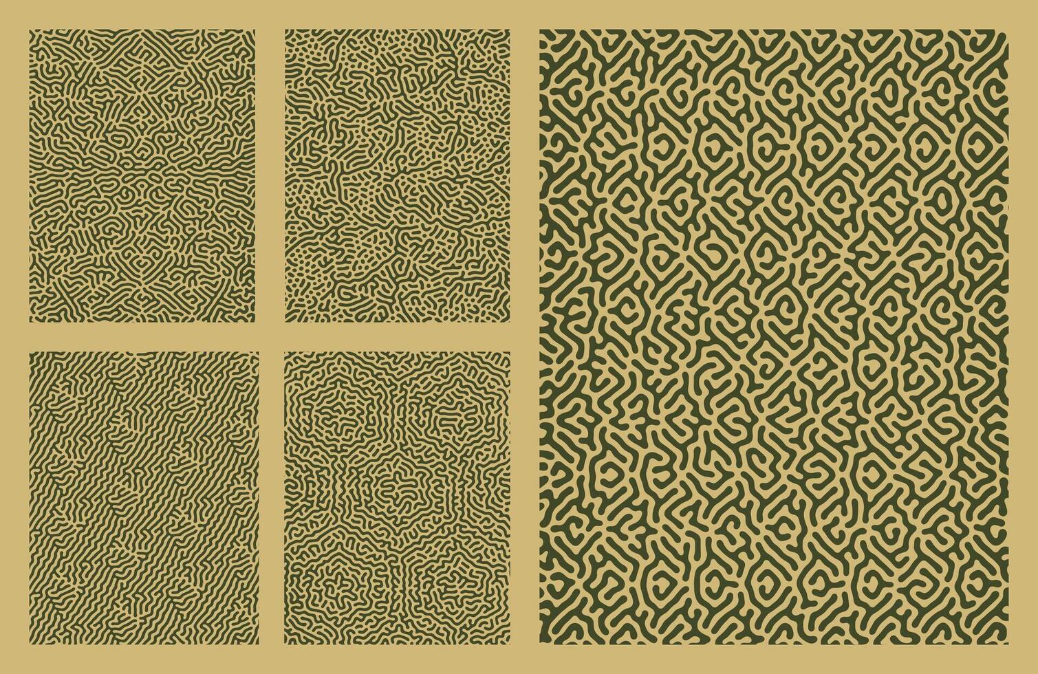 set of yellow organic turing abstract lines pattern background. pack collection design vector