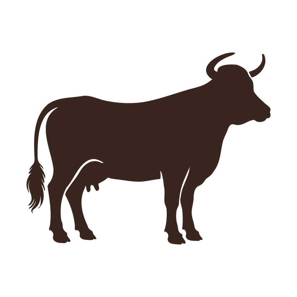 Cow silhouette Flat Icon, Milk and Meat Farm Domestic Animal cattle logo vector