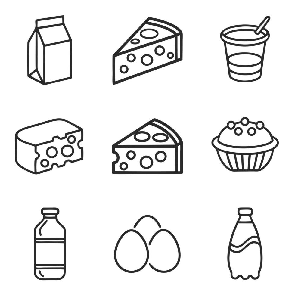 Dairy Farming and Products Icon Collection vector