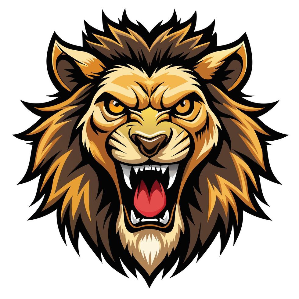 lion head mascot white background head illustration vector