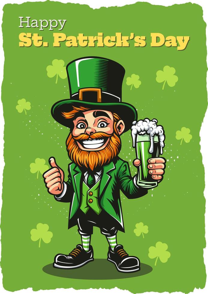 Happy St. Patrick's Day Leprechaun vector