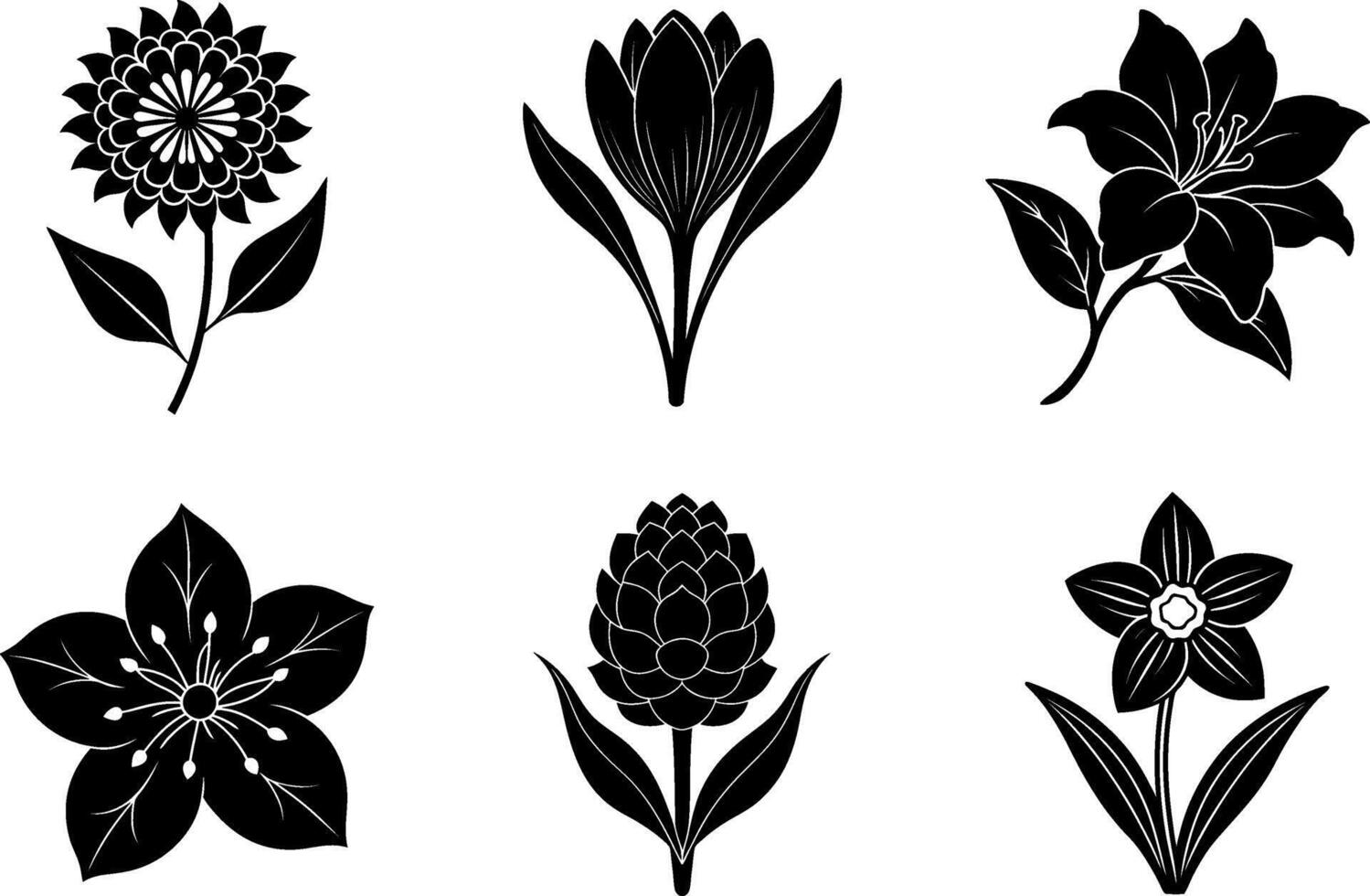 Elegant Bloom Silhouette Collection vector