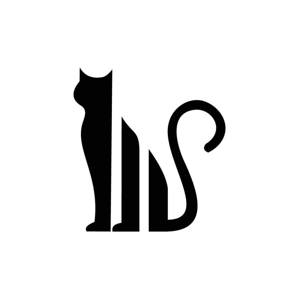 abstract black cat animal logo vector