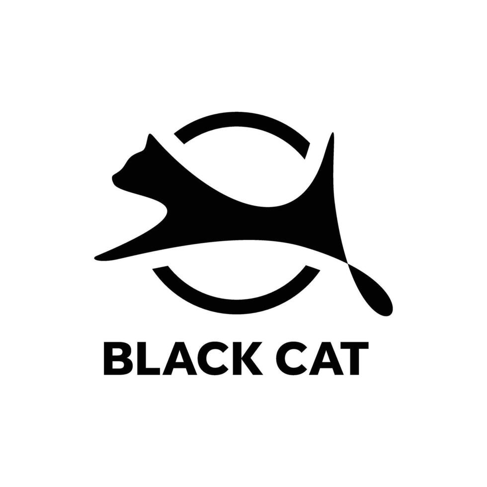 abstract jumping cat logo icon vector