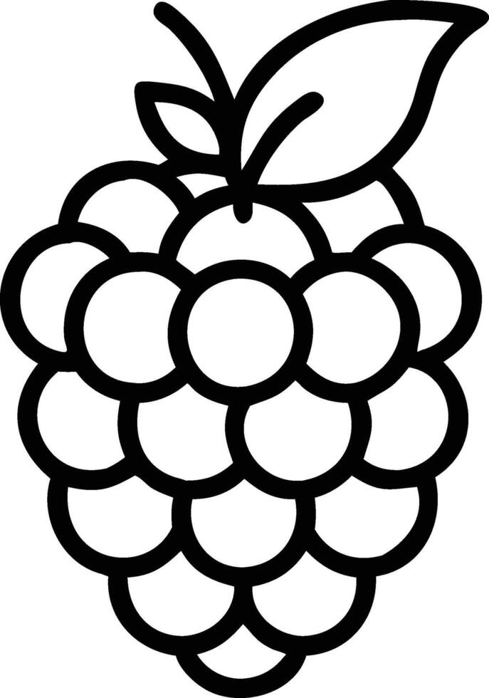 Raspberry Fruit Illustration black and white vector