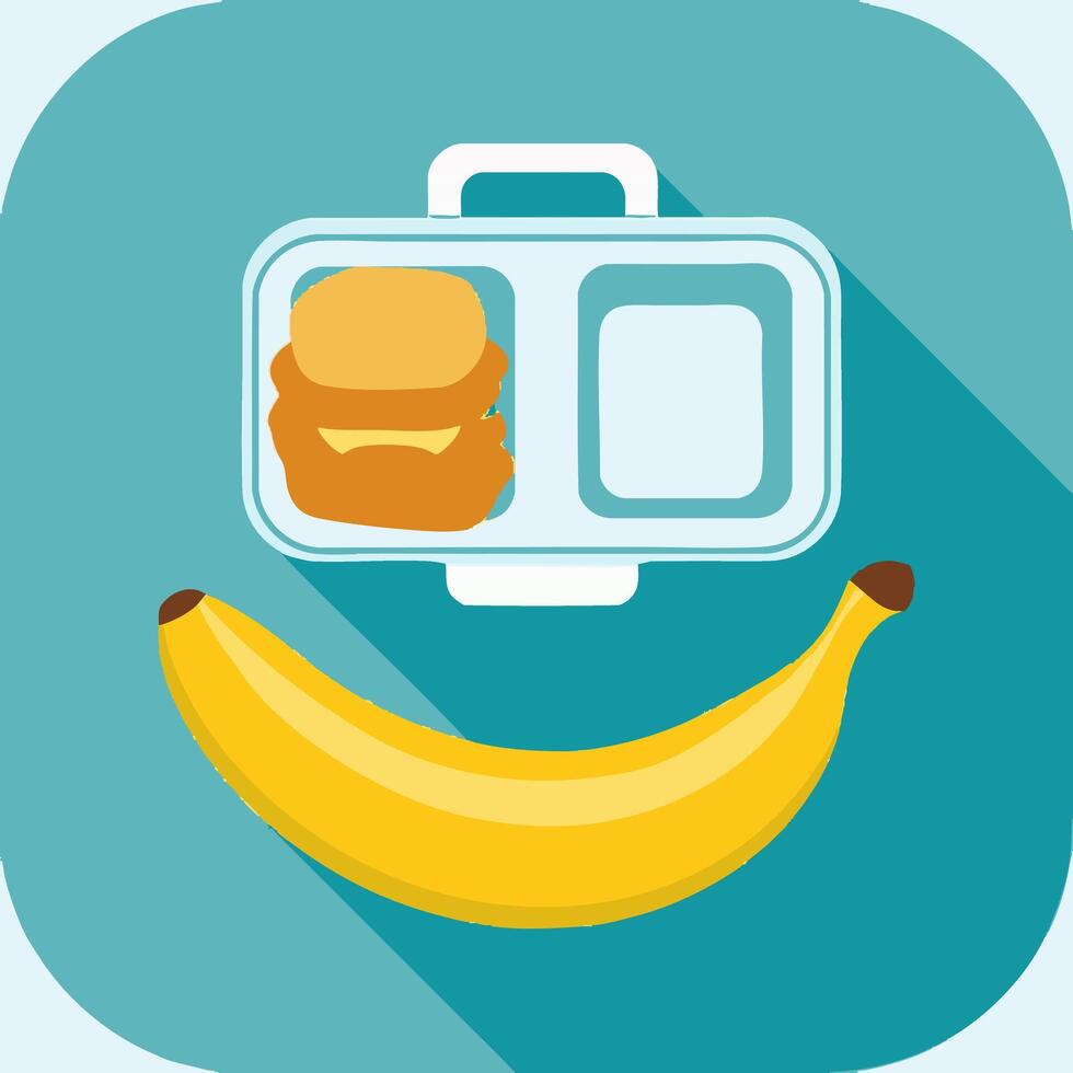Banana with Lunch Box vector