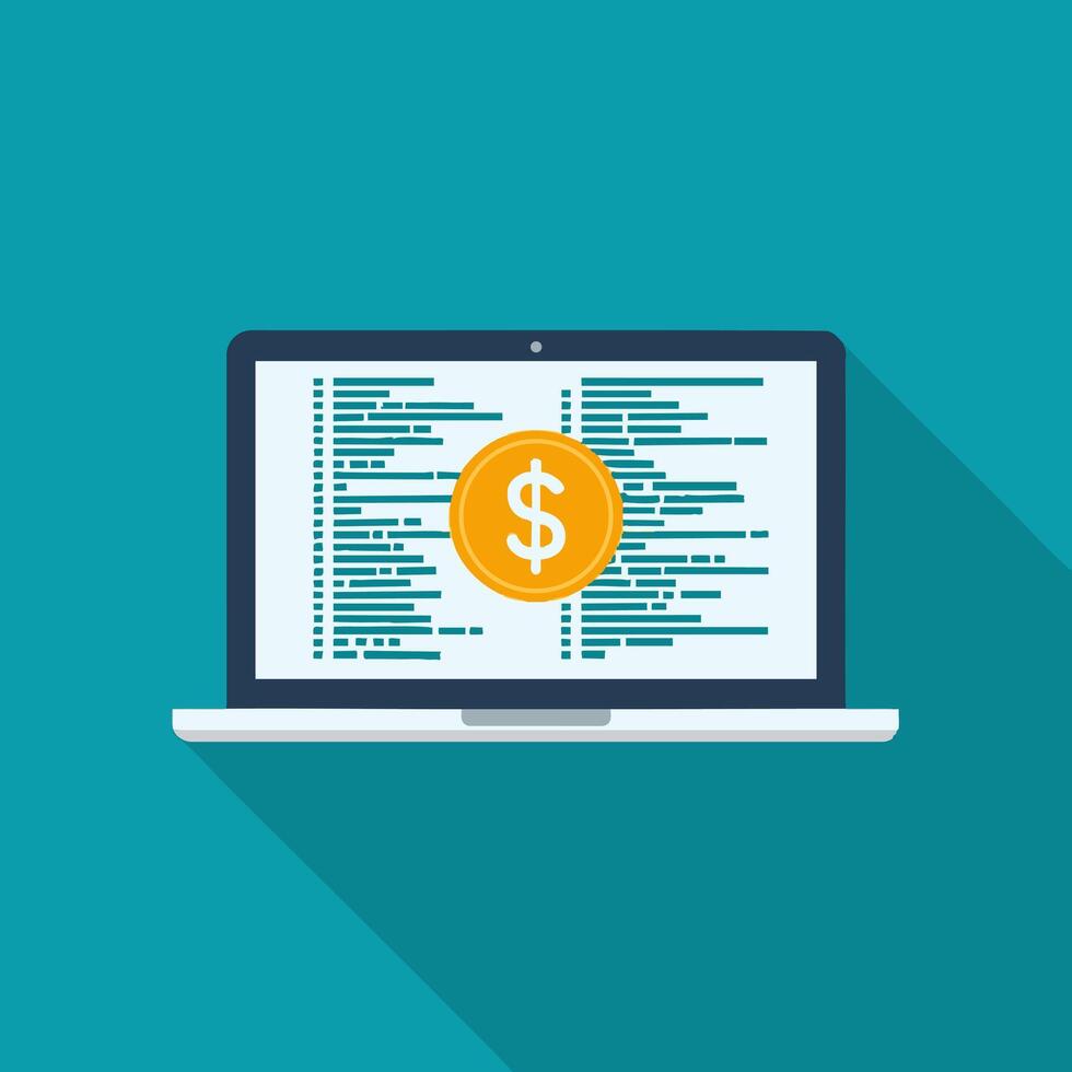 A Laptop with Code vector