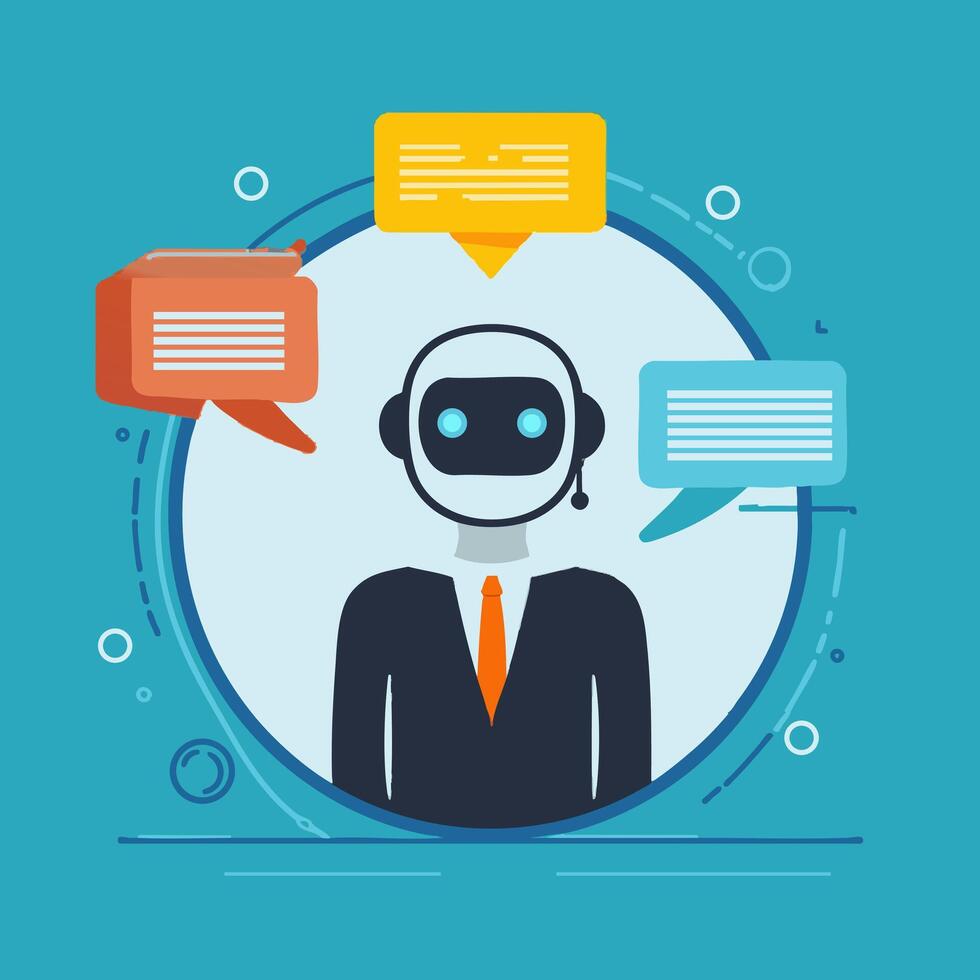 AI Chatbot with Digital Conversation vector