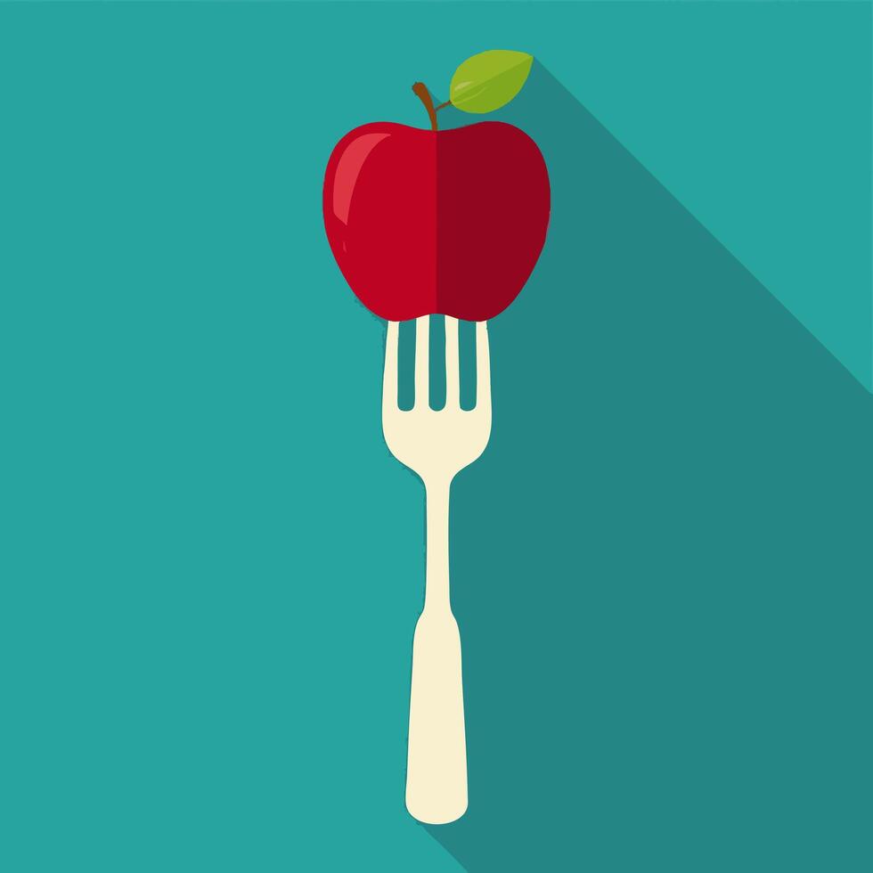 Apple with Fork Cartoon vector