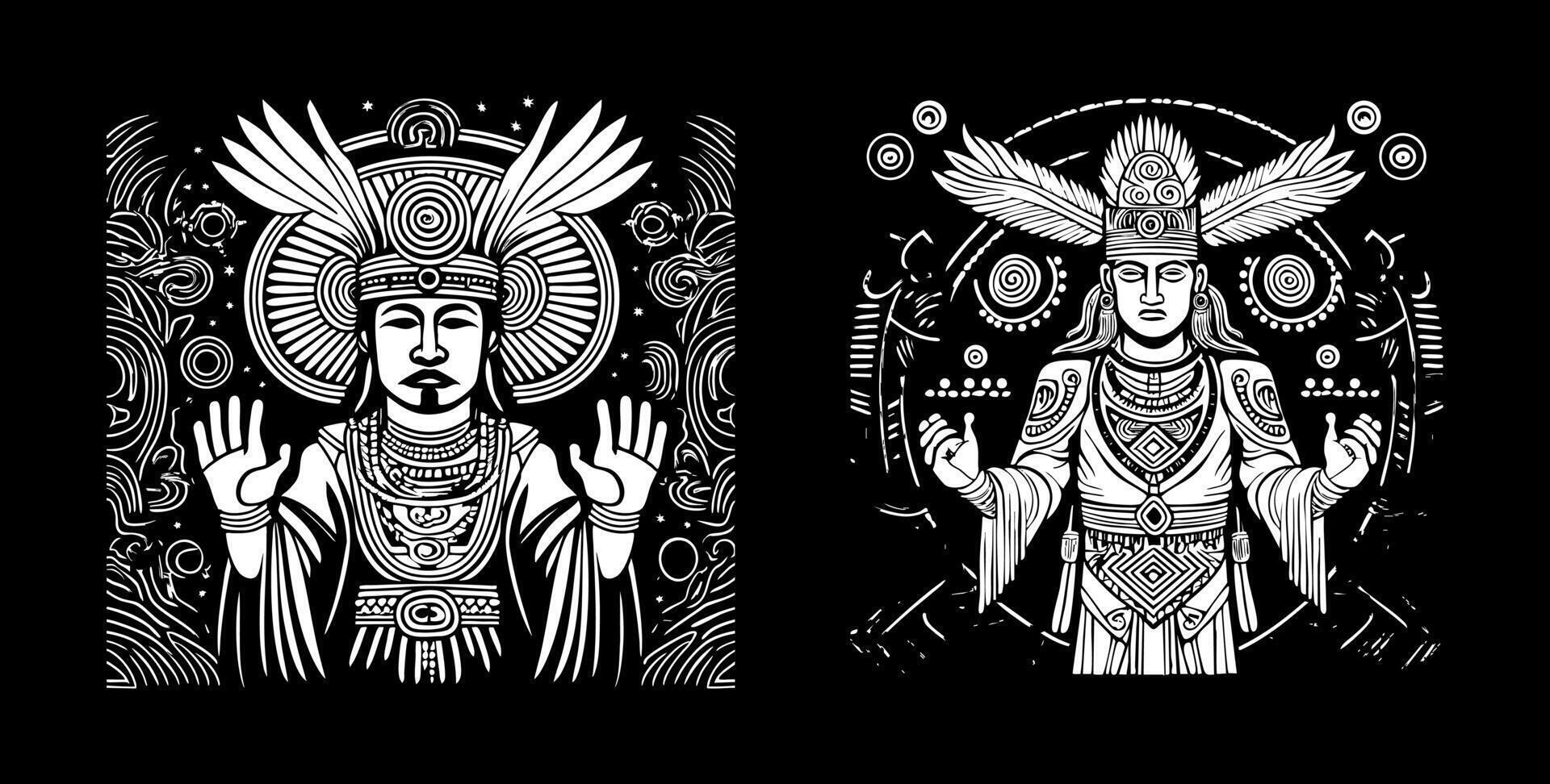 Aztec Priest performing a ritual vector